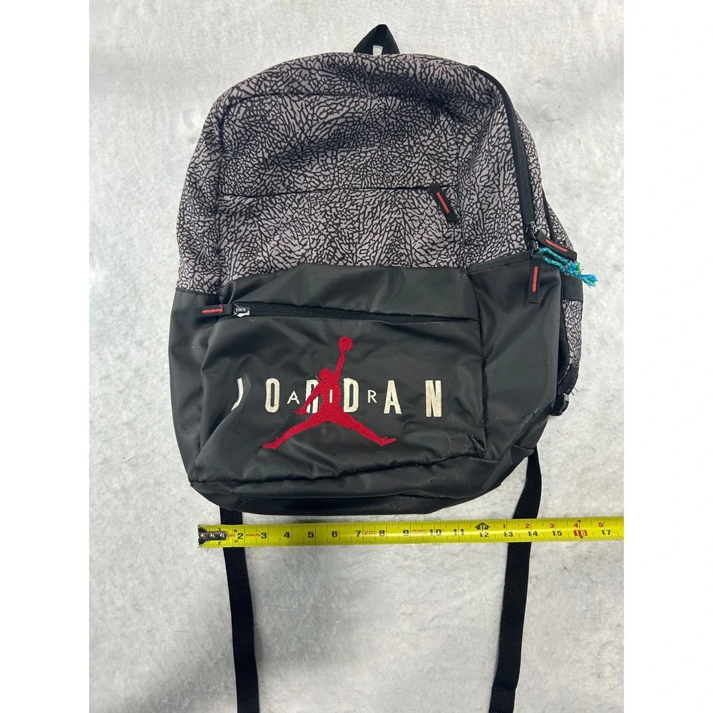Jordan Elephant Print Backpack Black Grey Red Jumpman School Bag 617784-3591